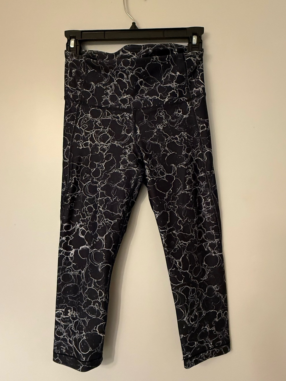 Under Armour Black Leggings with White Marble-Style Pattern